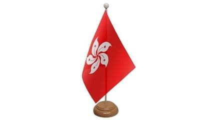 Hong Kong Table Flag - Wood