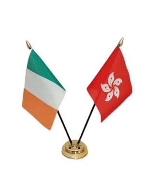 Hong Kong with Ireland Friendship Table Flag