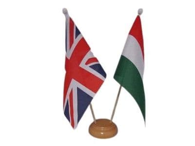 Hungary Friendship Table Flag - Wood