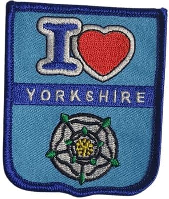 I Love Yorkshire Shield Embroidered Sew on patch