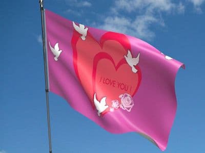 I Love You Flag 5ft x 3ft