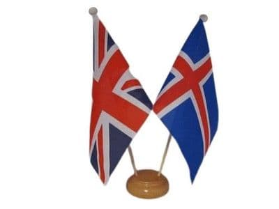 Iceland Friendship Table Flag - Wood