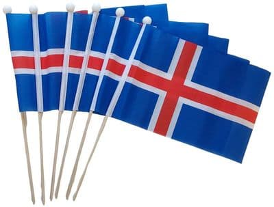 Iceland Hand Flag - 6 Pack
