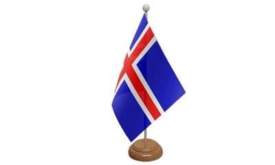 Iceland Table Flag - Wood