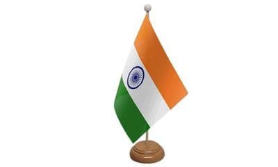 India Table Flag - Wood