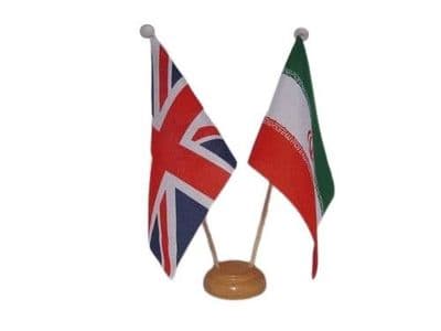 Iran Friendship Table Flag - Wood