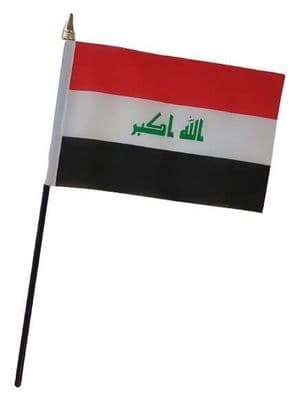 Iraq Table Flag - 5x8 Inch Iraqi Desk Flag With Black Base