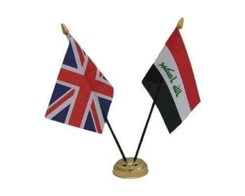 Iraq Table Flag - 5x8 Inch Iraqi Desk Flag With Black Base