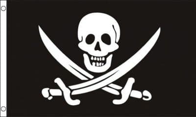 Jack Rackham Skull Pirate GIANT Flag - 8ft x 5ft