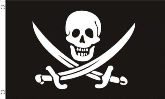 3ft x 2ft Jack Rackham Skull Pirate Flag | Buy Jack Rackham Skull Flag