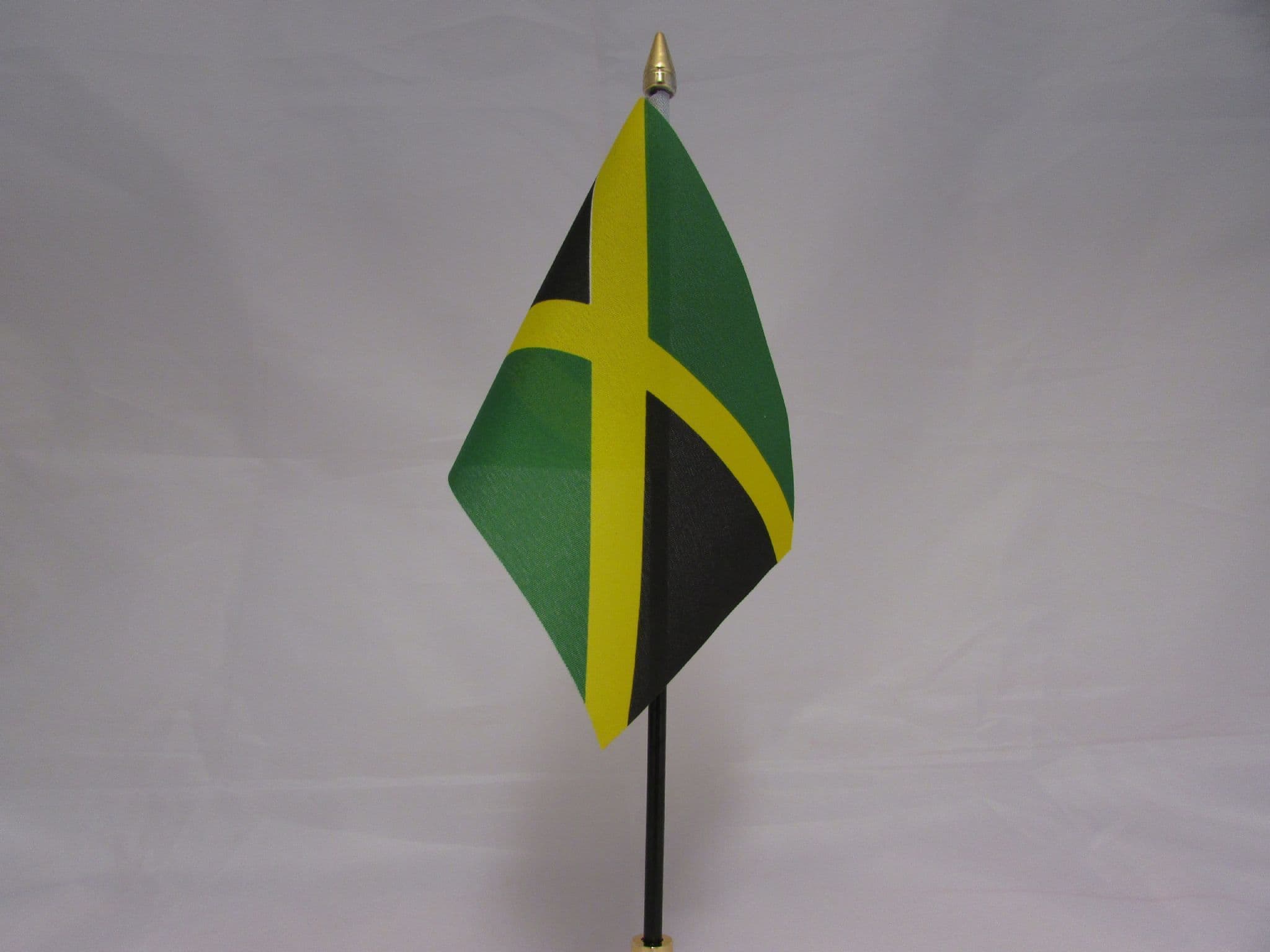 American & Jamaica Twin Flag Desk Set - 8x5 Inch Miniature Desktop Flags With 2-Hole Stand, Polyester