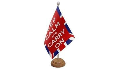Keep Calm And Carry On (UK) Wooden Table Flag