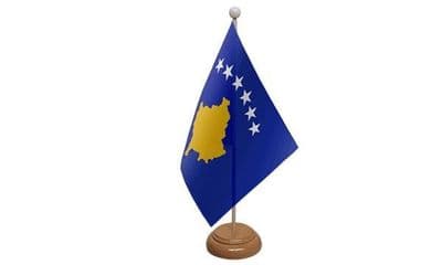 Kosovo Wooden Table Flag