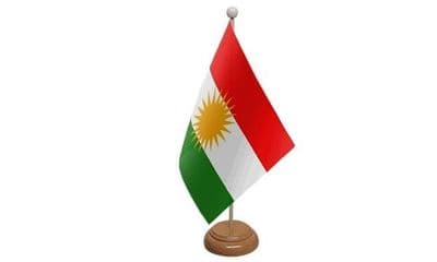 Kurdistan Table Flag - Wood
