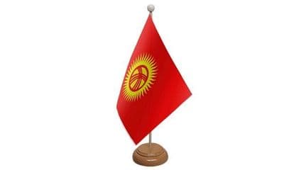 Kyrgyzstan Wooden Table Flag