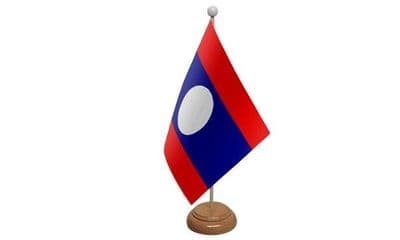 Laos Wooden Table Flag