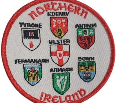Large Counties of Northern Ireland Round Embroidered Sew on patc