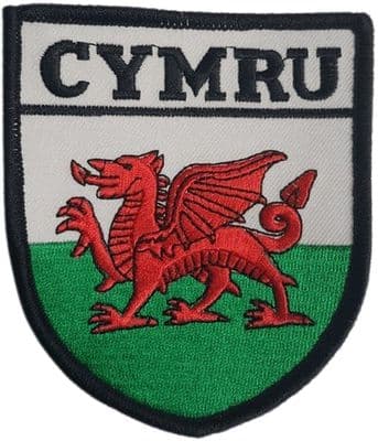 Large Cymru Wales Shield Embroidered Sew on patch