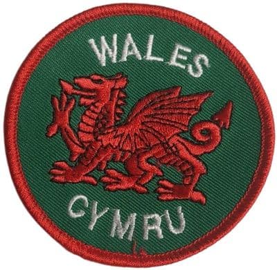 Large Wales Cymru Round Embroidered Sew on patch