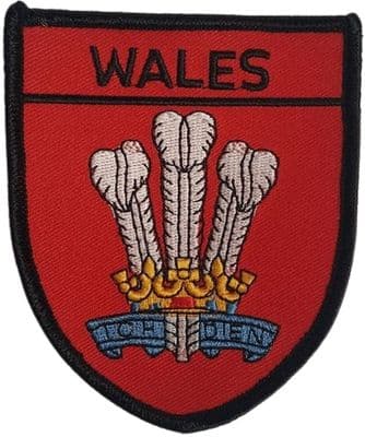 Large Welsh 3 Feathers Shield Embroidered Sew on patch