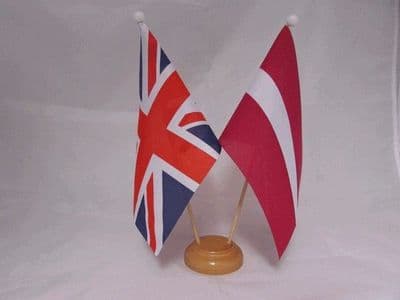 Latvia Friendship Table Flag - Wood