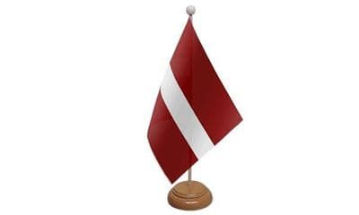 Latvia Table Flag - Wood