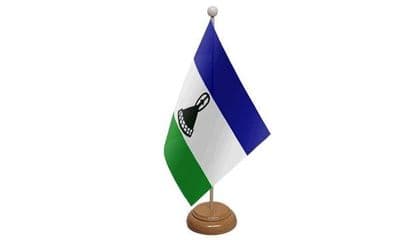 Lesotho Table Flag - Wood