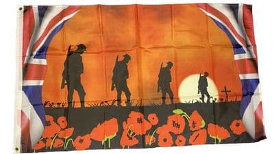 Lest We Forget 4 Soldiers Flag - 5ft x 3ft | Standard Polyester