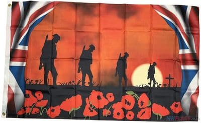 Lest We Forget 4 Soldiers Flag - 5ft x 3ft | Standard Polyester