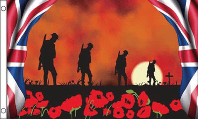 Lest We Forget 4 Soldiers VALUE Flag - 3ft x 2ft