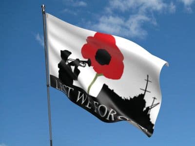 Lest We Forget Navy Flag 5ft x 3ft
