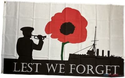 Lest We Forget Navy Flag - 5ft x 3ft | Standard Polyester