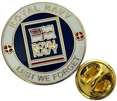 Lest We Forget Royal Navy Round Pin Badge