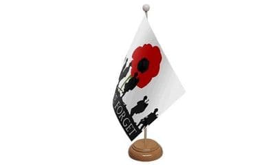 Lest We Forget Wooden Table Flag