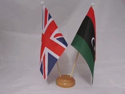 Libya Friendship Table Flag - Wood