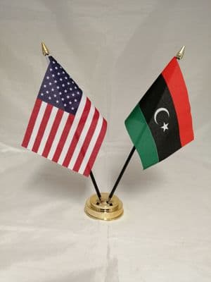 Libya with USA Friendship Table Flag