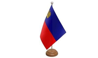 Liechtenstein Wooden Table Flag
