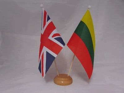 Lithuania Friendship Wooden Table Flag
