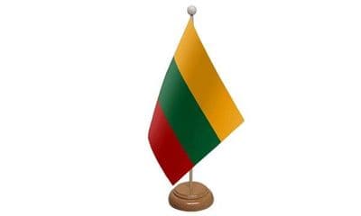 Lithuania Table Flag - Wood