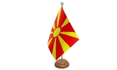 Macedonia Wooden Table Flag - Wood