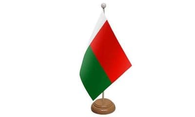Madagascar Table Flag - Wood