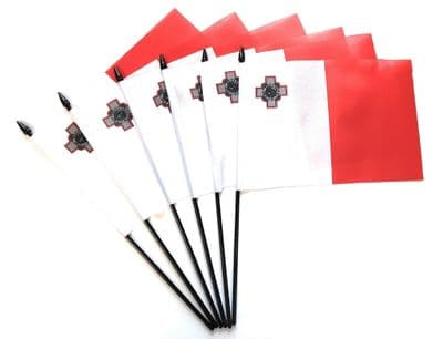 Malta Hand Flag - 6 Pack
