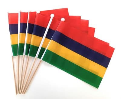 Mauritius Hand Flag - 6 Pack