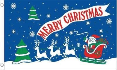 Merry Christmas Blue VALUE Flag - 3ft x 2ft