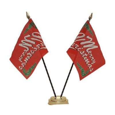 Merry Christmas Double Table Flag