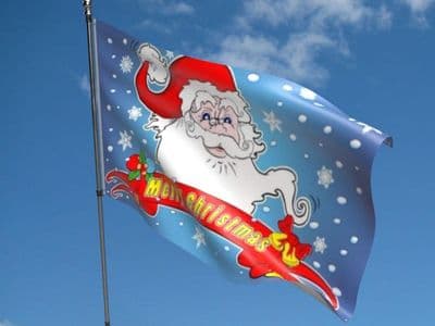 Merry Christmas Santa Blue Flag 5ft x 3ft