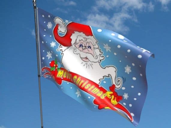 Merry Christmas Santa Blue Flag | Free UK Delivery | NWFlags