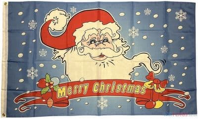 Merry Christmas Santa Blue Flag - 5ft x 3ft | Standard Polyester