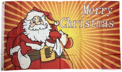 Merry Christmas Santa Red Flag - 5ft x 3ft | Standard Polyester