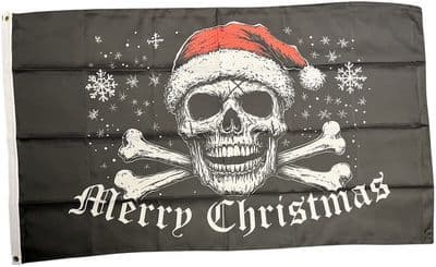 Merry Christmas Skull & Crossbones Flag 5ft x 3ft